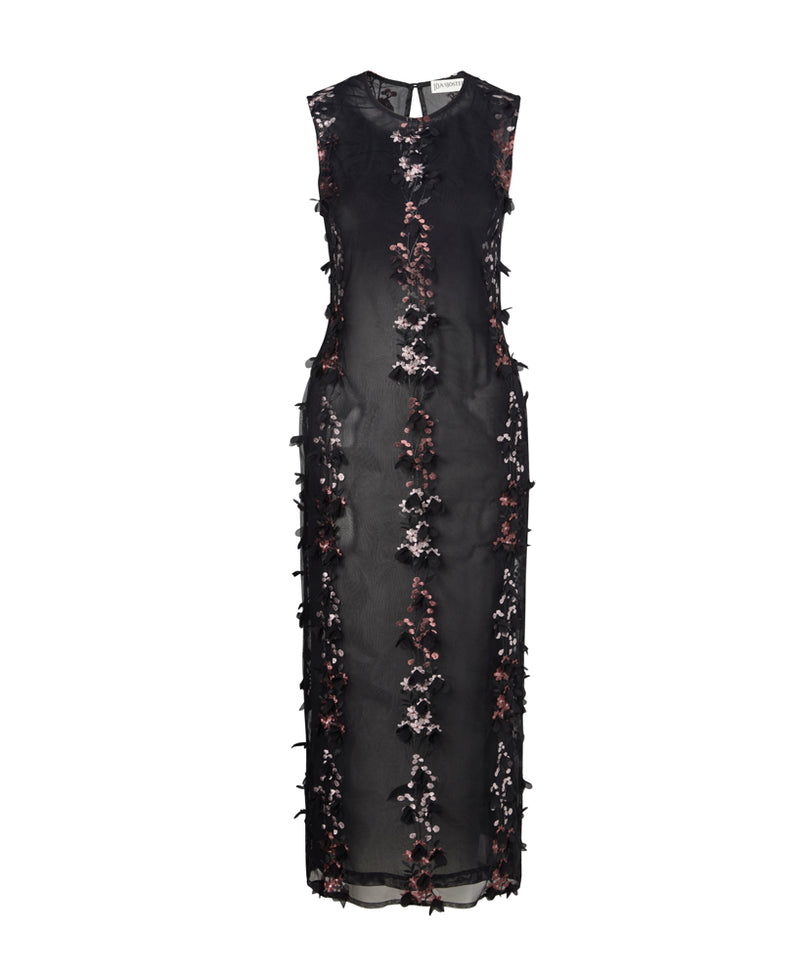 Aline Dress Black Embroidery