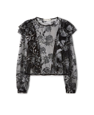 Baroness Top Grey Floral