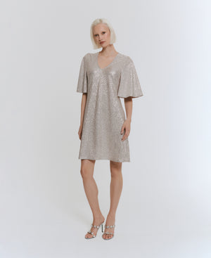 Beanie Dress Silver Mushroom Shimmer