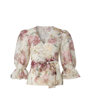 Beth Blouse Cream Red Floral