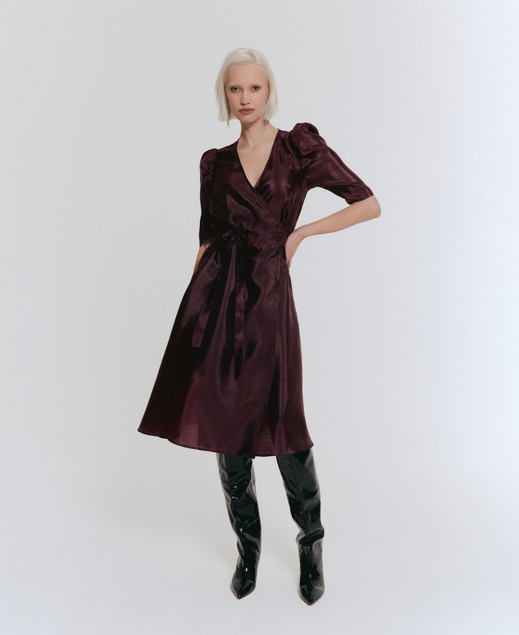 Blake Dress Silky Crepe Burgundy