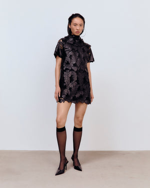 Laverne Vegan Leather Lace Dress