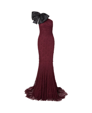 Livia Bow Dress Burgundy/Black
