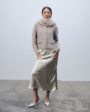 Lucky Fur Collar Light Beige