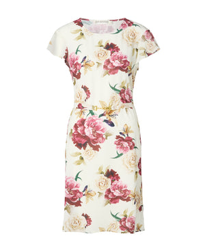 Nadia Dress Cream Red Floral Print