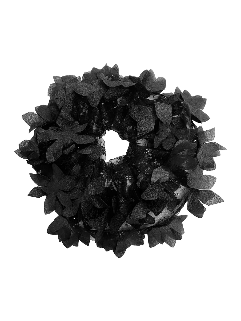 Petal Scrunchie Black Glitter