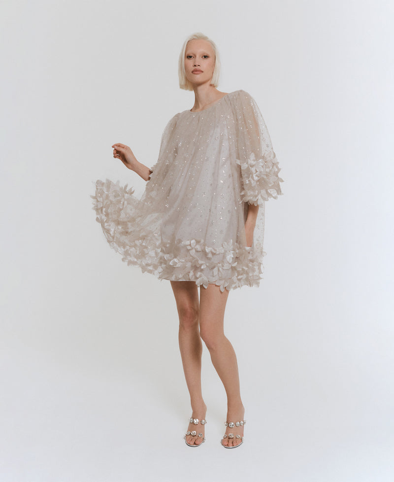 River Dress Pale Mushroom/Silver Glitter