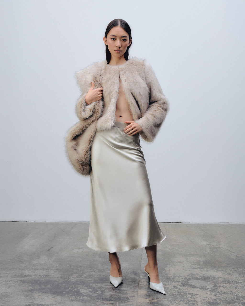 Lucky Fur Collar Light Beige