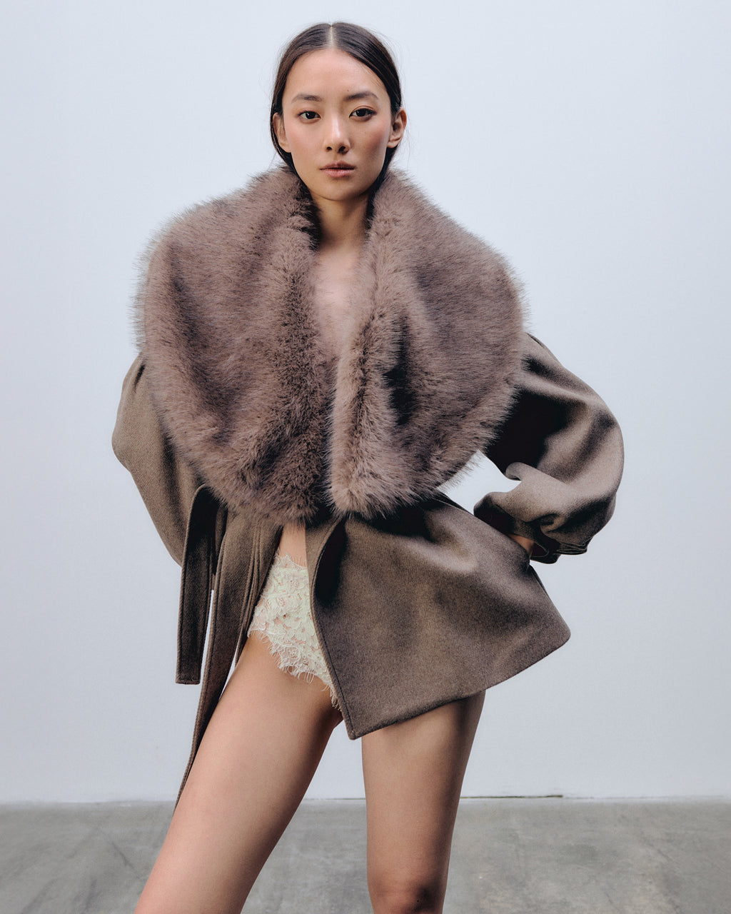 Lucky Fur Collar Light Brown