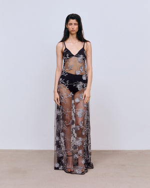 Evangeline Dress Grey Floral
