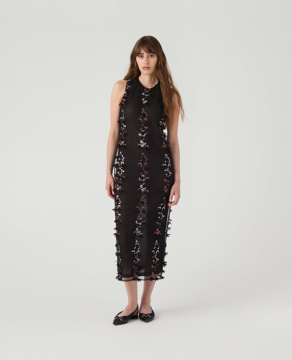 Aline Dress Black Embroidery