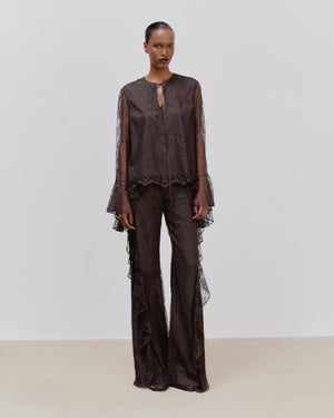 Jennifer Lace Blouse Brown with Lining