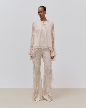 Jennifer Lace Blouse Beige with Lining