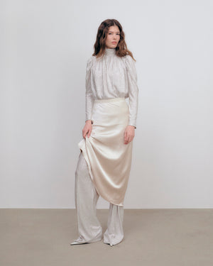 Cat Skirt Sandwashed Satin Pale Mushroom