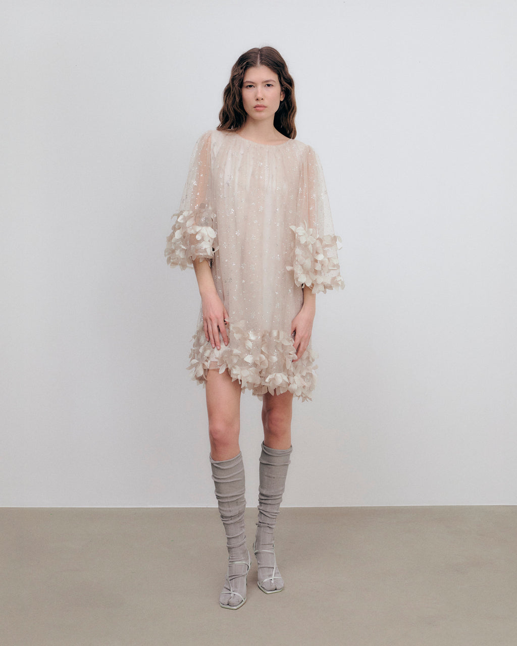 River Dress Pale Mushroom/Silver Glitter